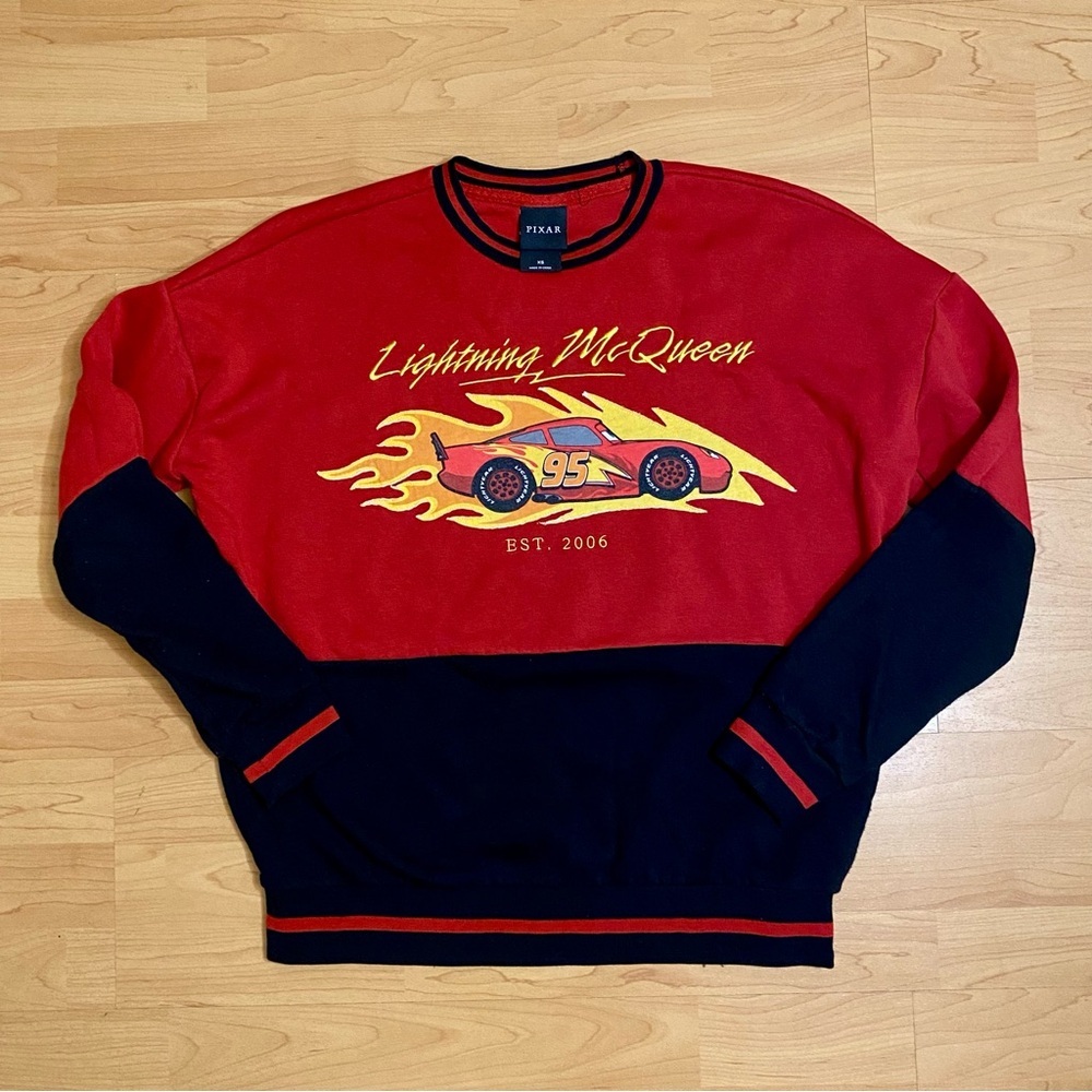Disney Pixar Cars Lightning McQueen Crewneck Sweatshirt Red black BoxLunch XS